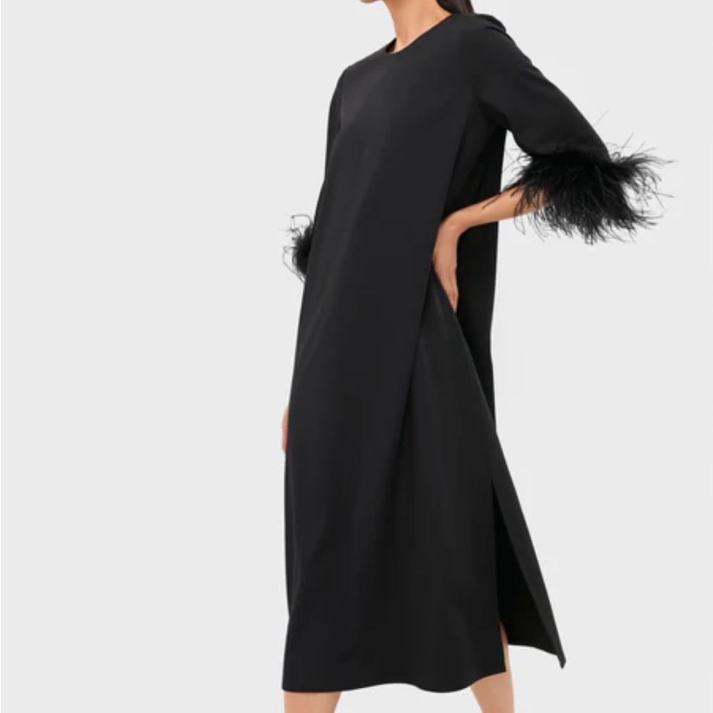 Tuckernuck Black Dress with Feather Accents